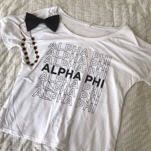 Black and white slouchy Alpha Phi shirt